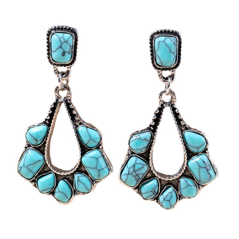 Wholesale Antique Silver Turquoise Alloy Earrings